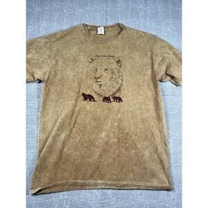 Yukon Carcross Mens Brown Short Sleeve Bear Stitched T-Shirt Size XL